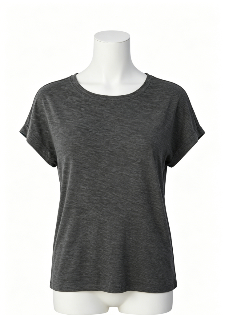 Casual Heather Grey Henley Tee with Rolled Sleeves