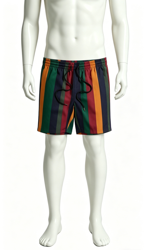 Multicolor Vertical Stripe Retro Shorts