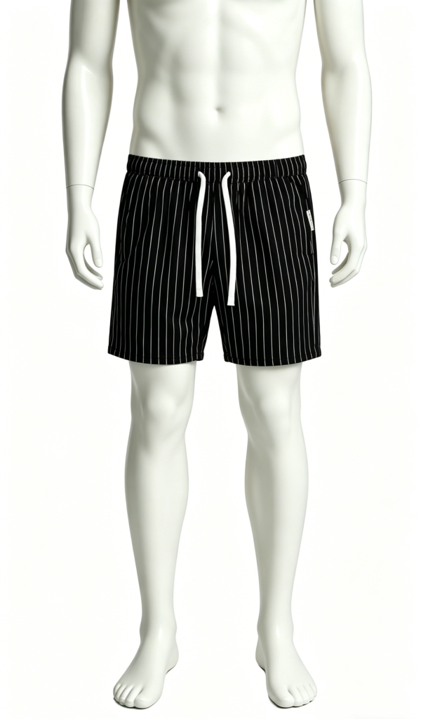 Black Pinstripe Casual Shorts