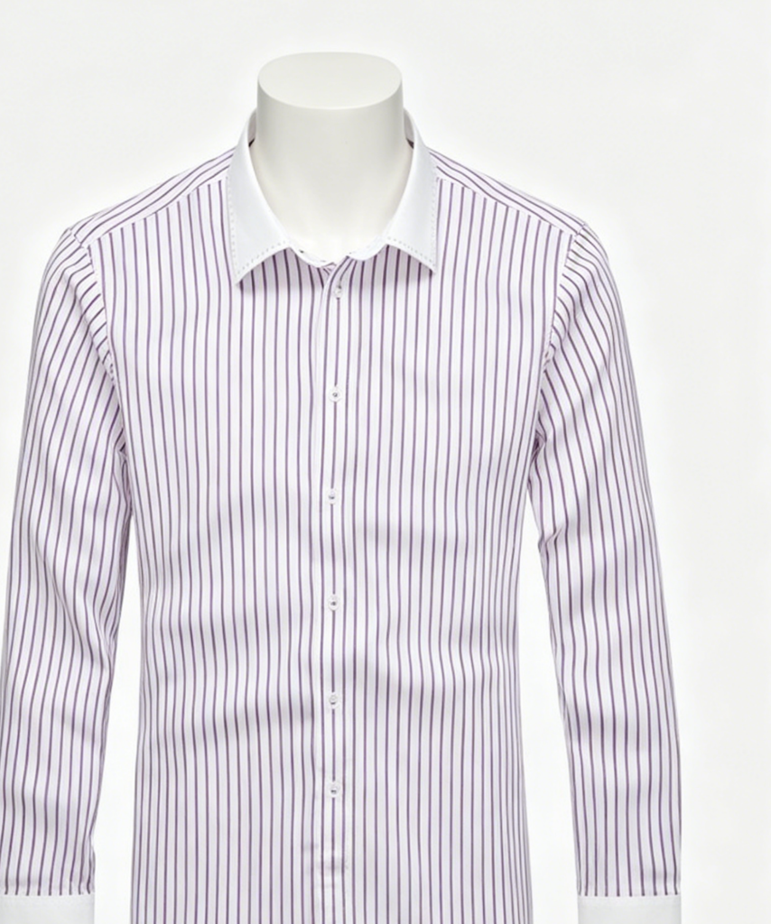 Purple White Stripe Men's Dress Shirt