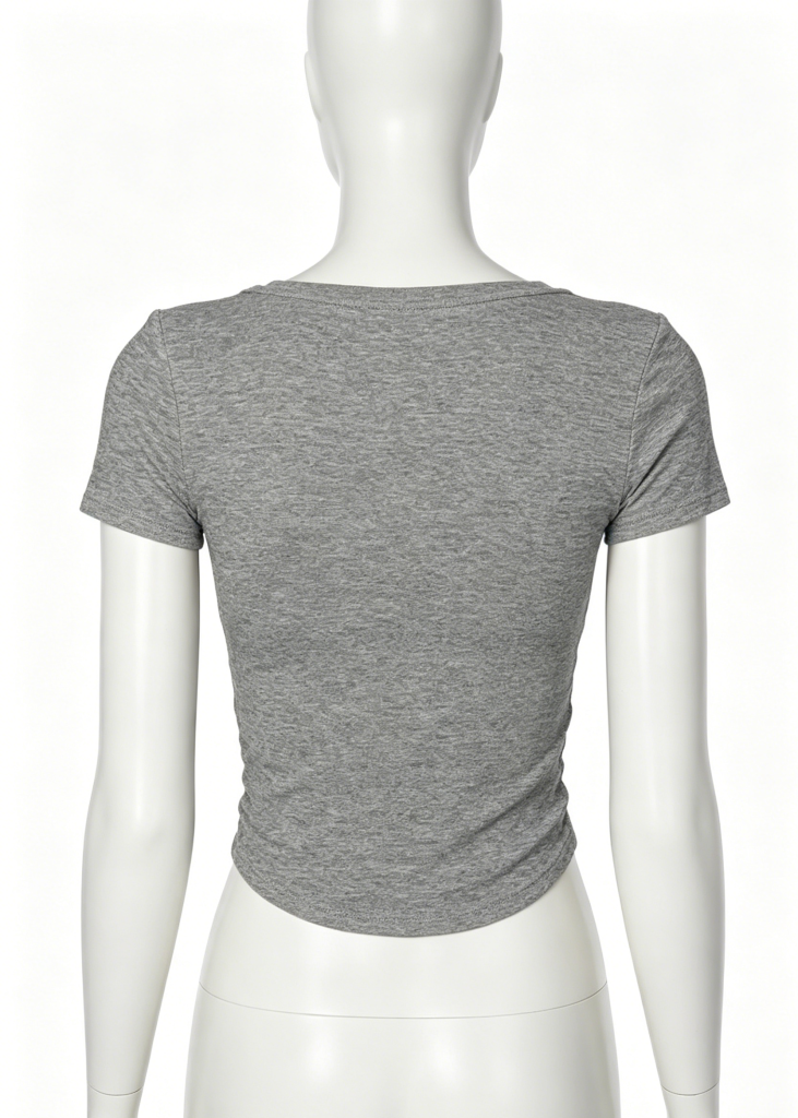 Sleek Heather Grey Square Neck Fitted Tee