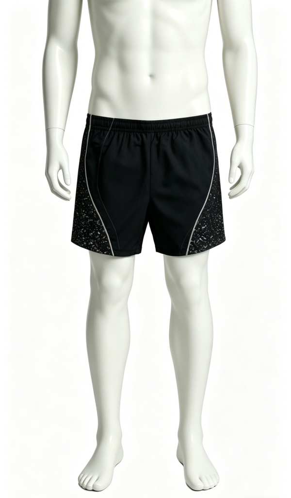 Black Speckled Panel Athletic Shorts