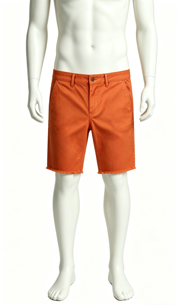 Rt Orange Frayed Hem Casual Shorts