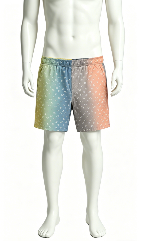 Gradient Split Print Swim Shorts