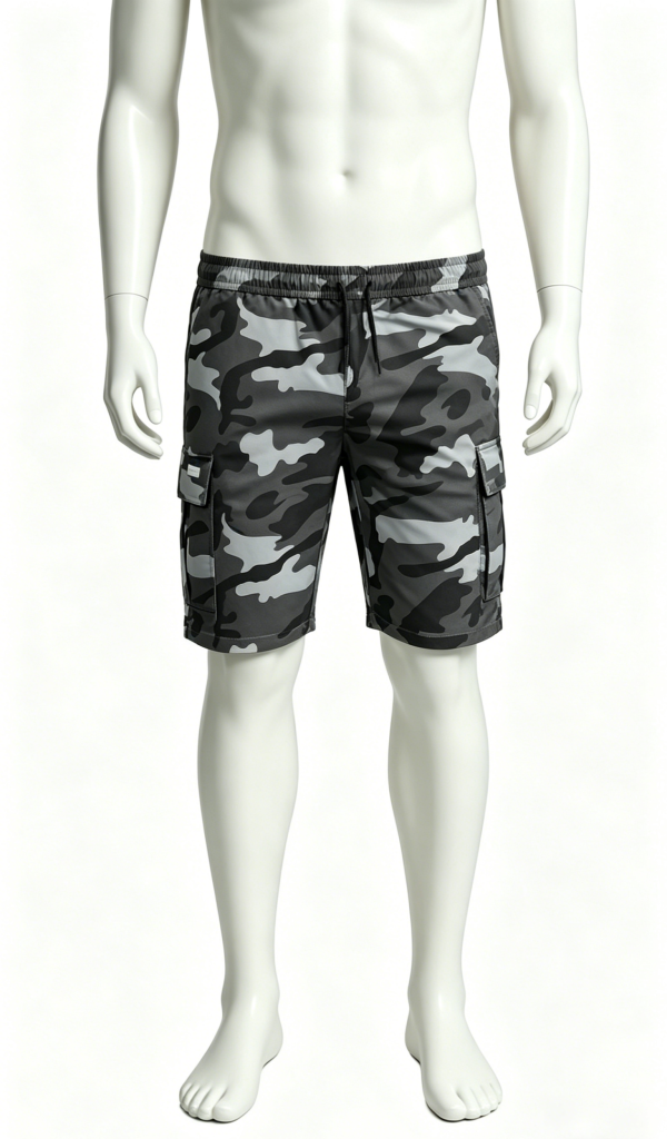 Grey Camo Cargo Swim Shorts