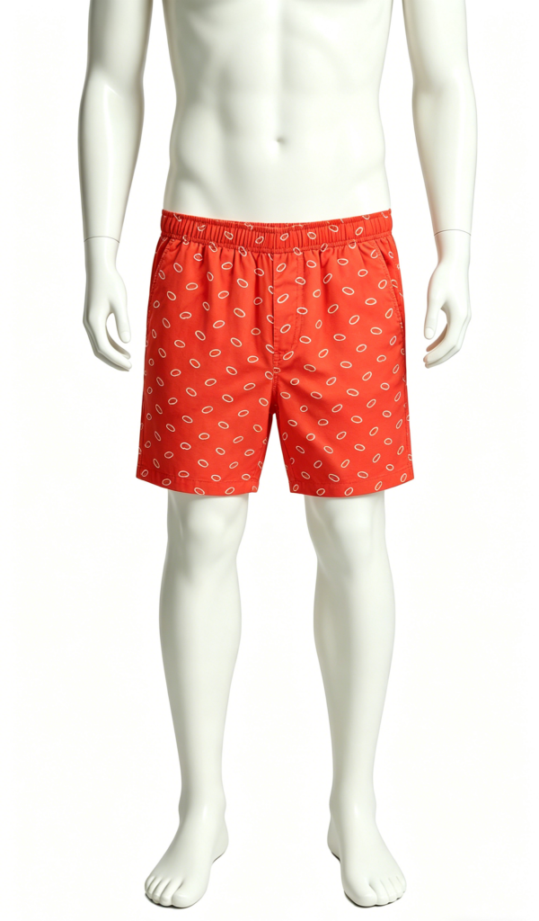 Red Oval Print Casual Shorts
