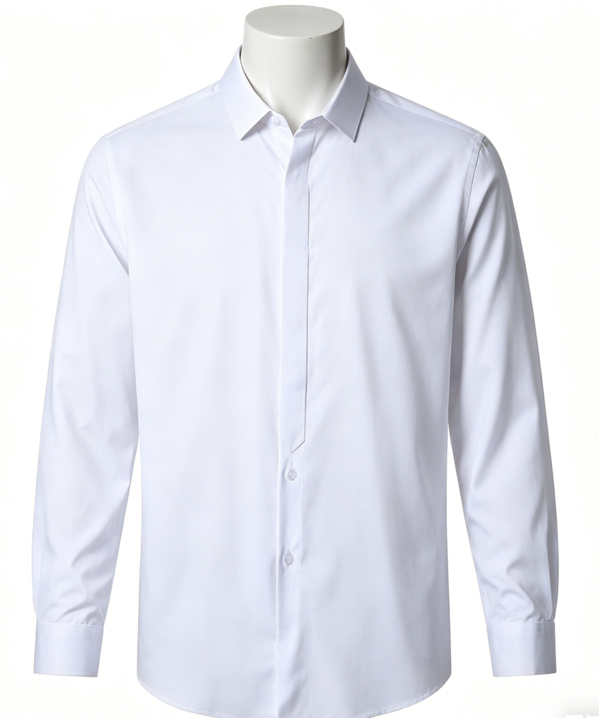 Solid White Long Sleeve Men's Dress Shirt