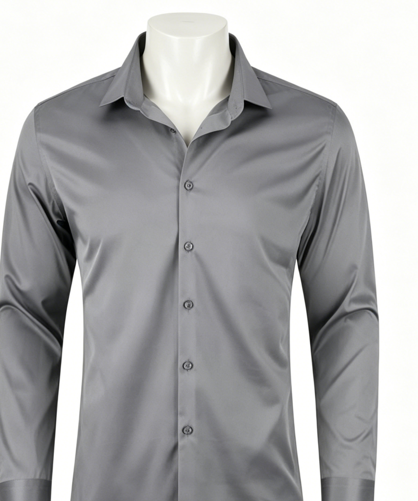 Solid Gray Long Sleeve Men's Shirt