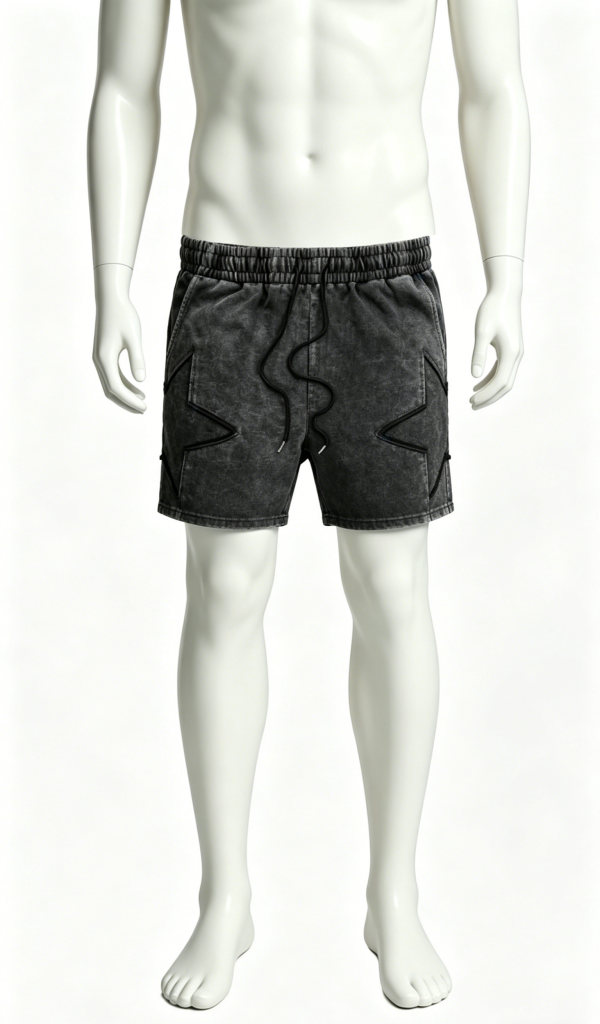 Washed Black Denim-Effect Casual Shorts