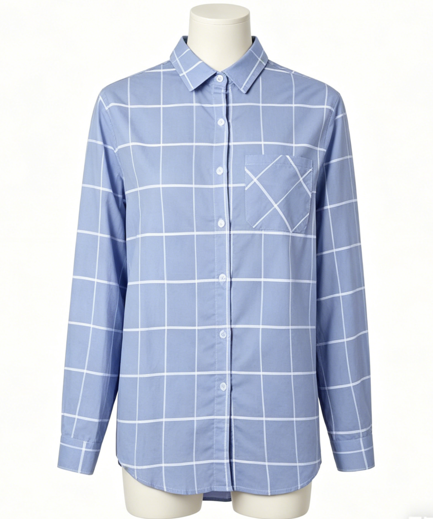 Light Blue Windowpane Women's Shirt
