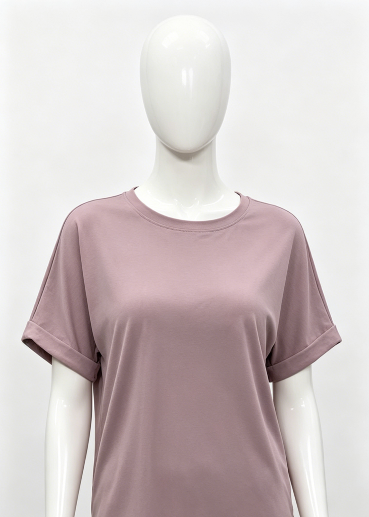 Casual Dty Pink Rolled Sleeve Tee