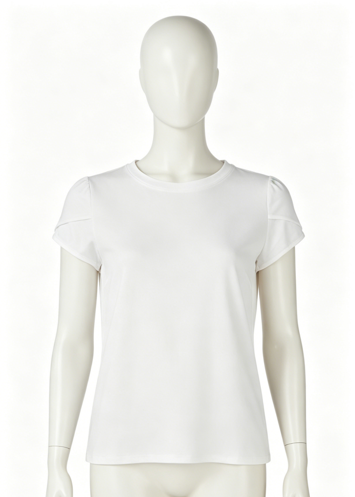 Elegant White Henley Puff Sleeve Top
