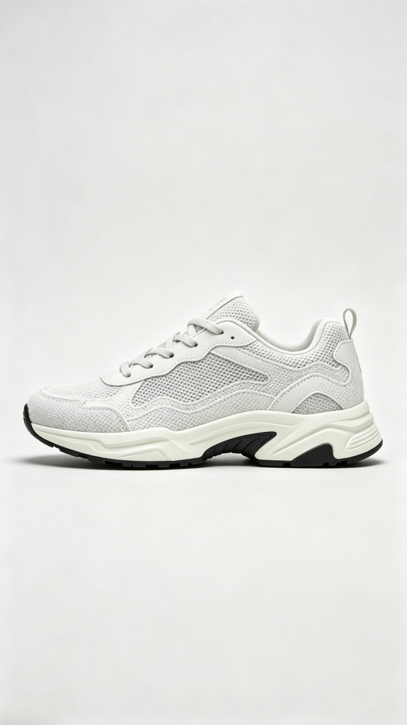 All White Mesh Chunky Sneakers