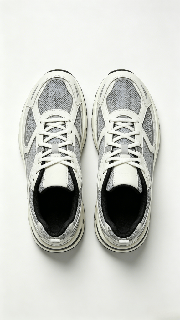Grey White Mesh Sporty Sneakers