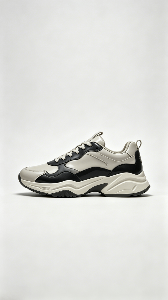 Black Beige Two-Tone Chunky Sneakers