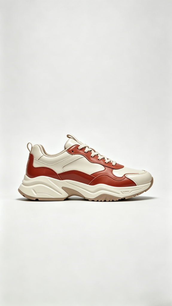 Red Beige Two-Tone Chunky Sneakers
