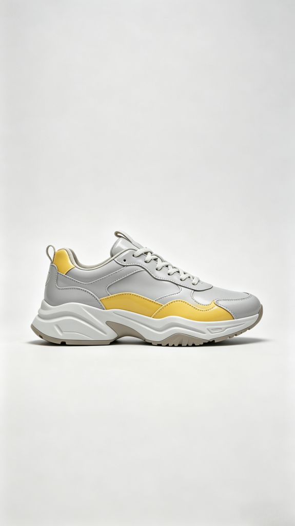 Grey Yellow Two-Tone Chunky Sneakers
