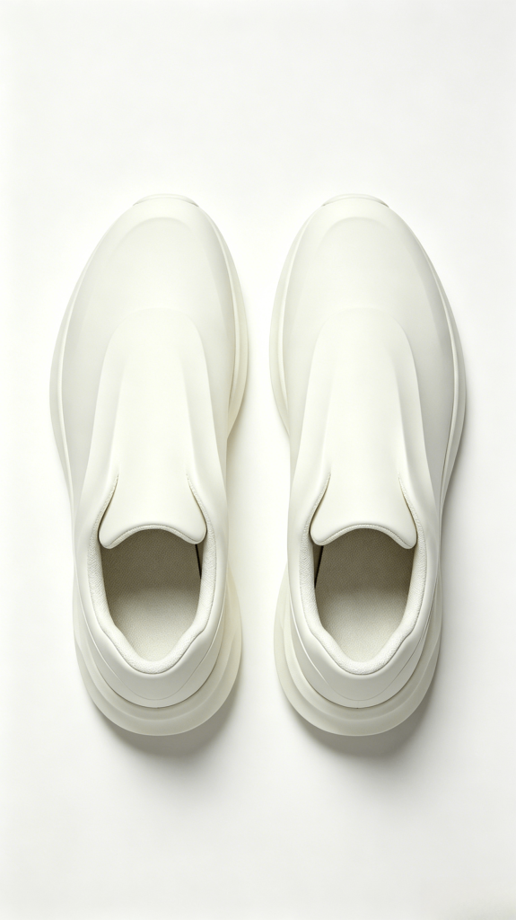 All White Minimalist Slip-On Sneakers