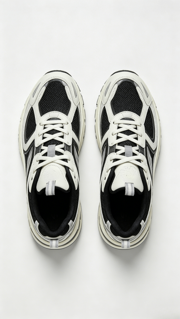 Black White Mesh Chunky Sneakers