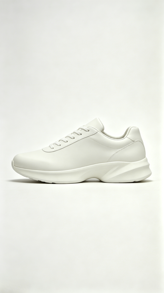 All White Minimalist Lace-Up Sneakers