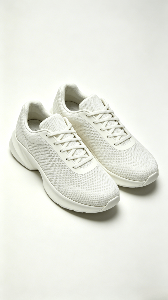 All White Mesh Running Sneakers
