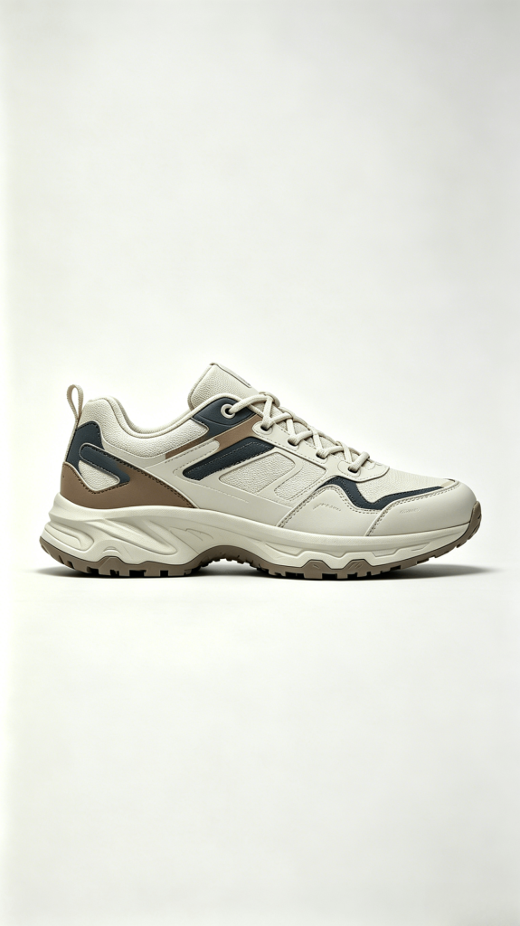 Beige Navy Brown Hiking Sneakers
