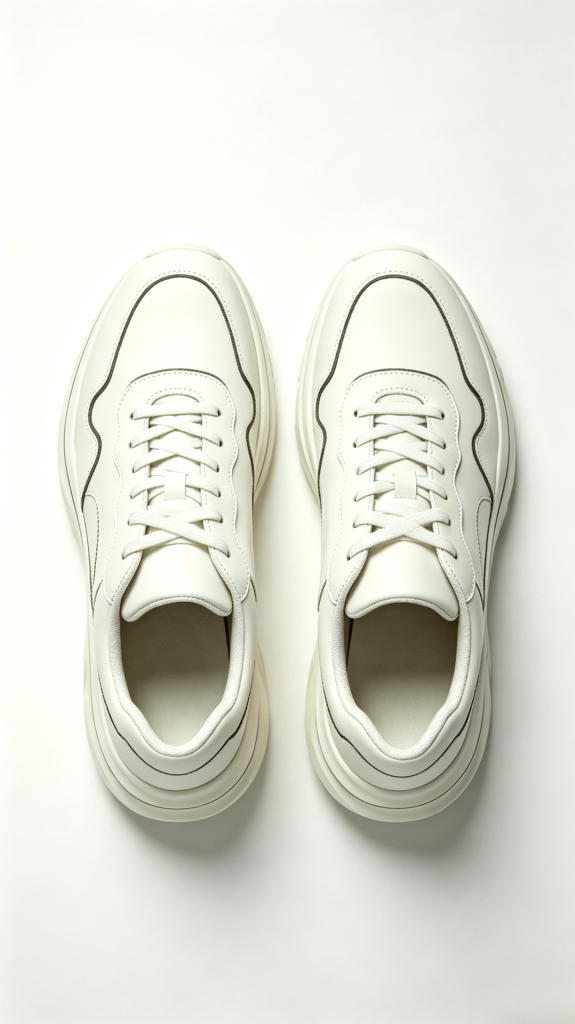 All White Minimalist Chunky Sneakers