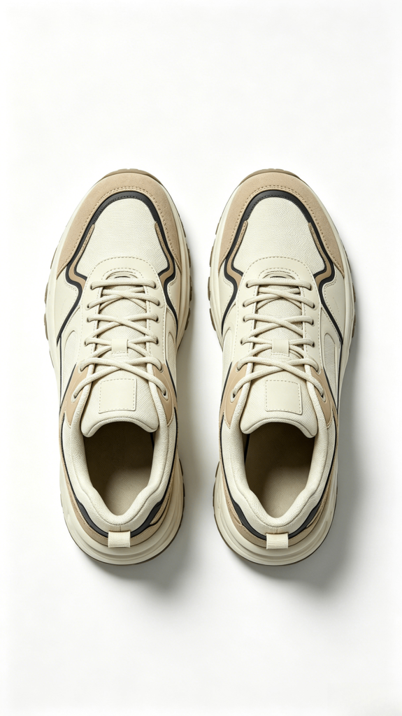 Beige Navy Tan Hiking Sneakers