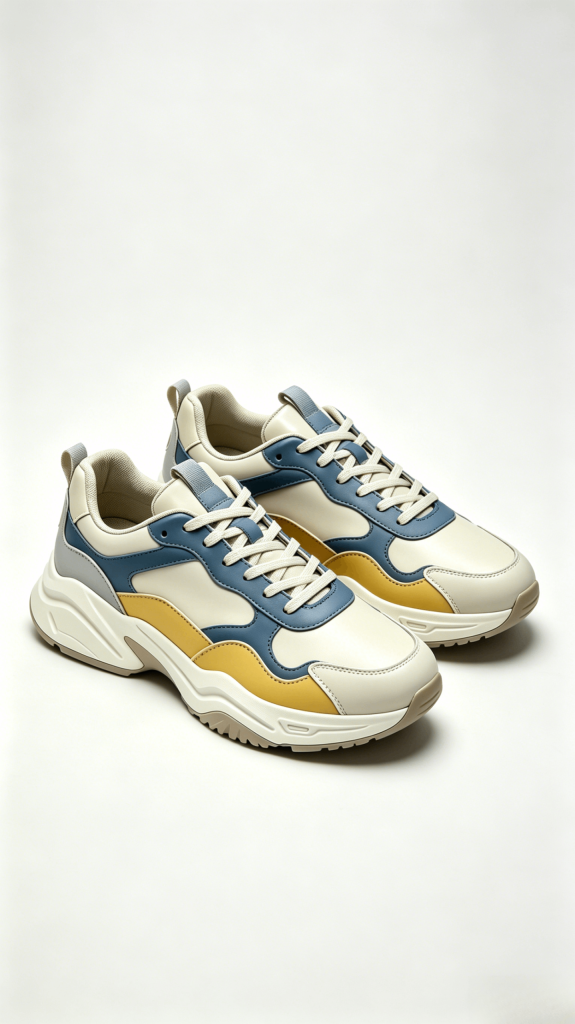 Beige Blue Yellow Chunky Sneakers