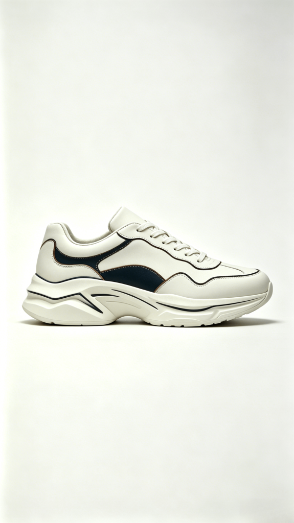 White Navy Accent Chunky Sneakers
