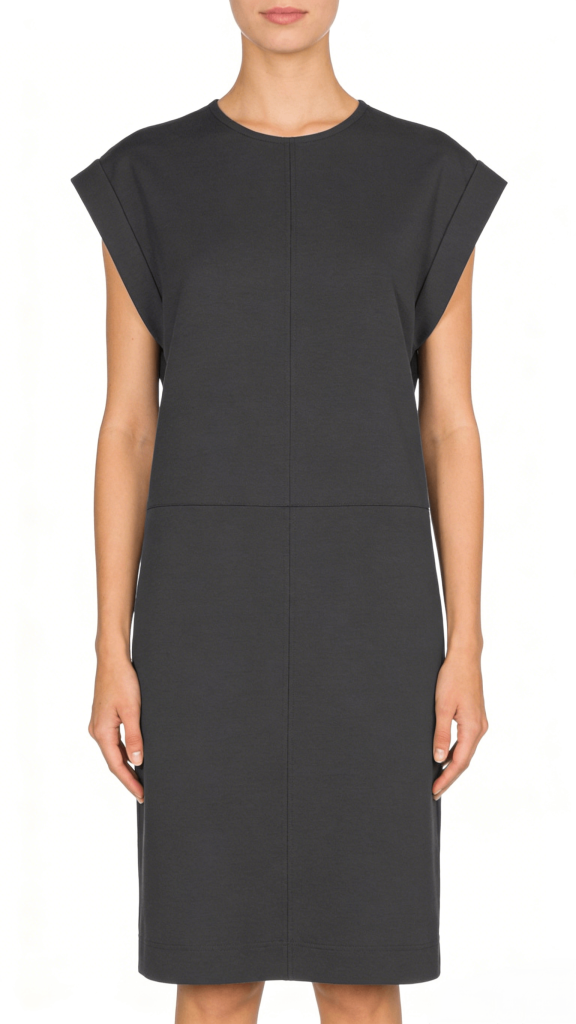 Dark Gray Sleeveless Drop Shoulder Loose Straight Dress