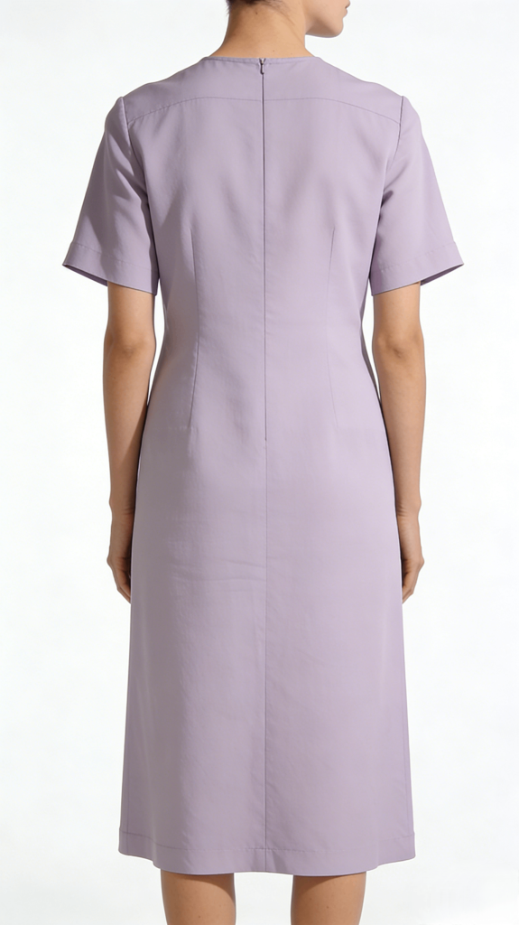 Lavender Short Sleeve Loose Straight Midi Dress