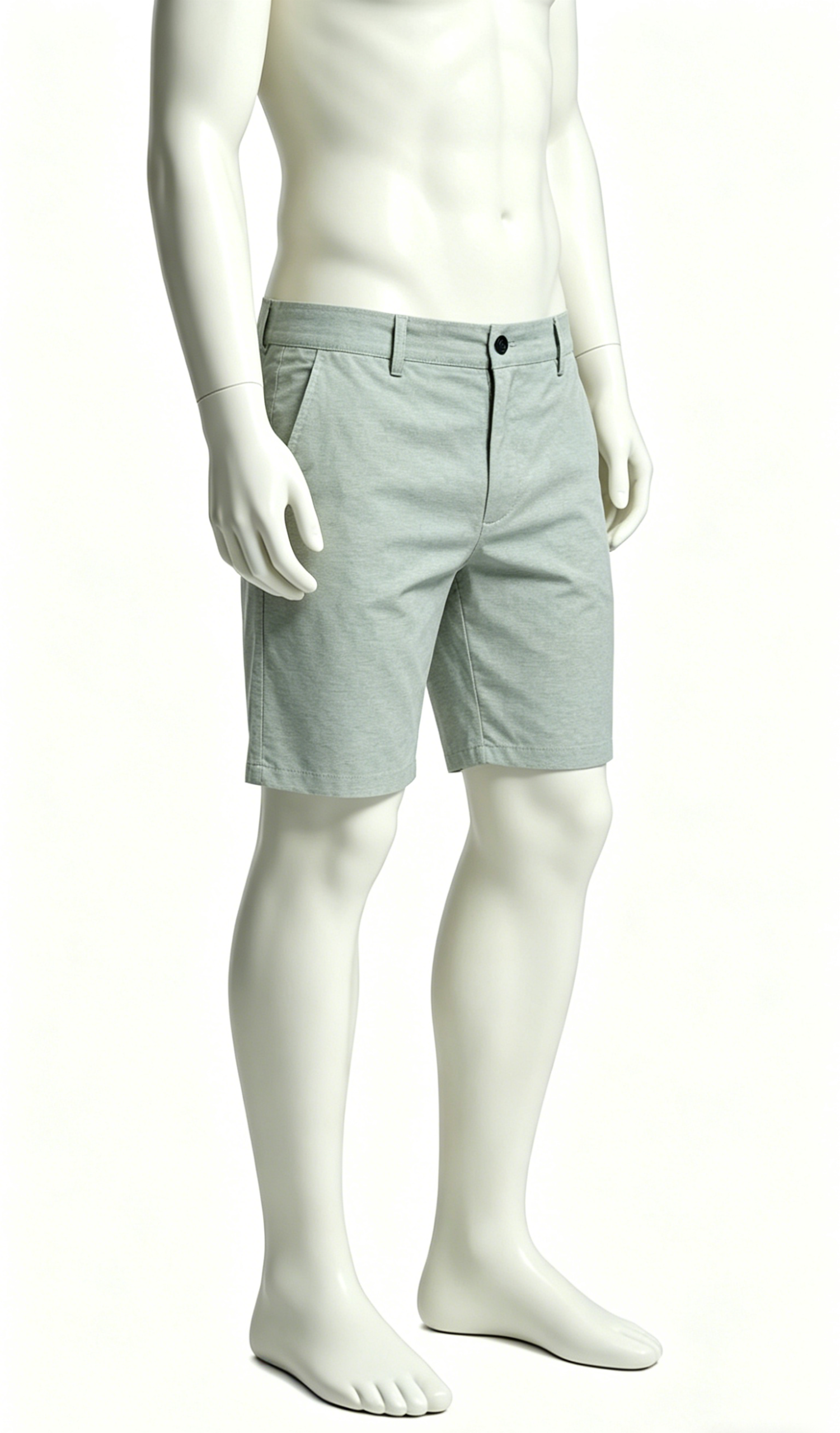 Light Grey Oxford Weave Chino Shorts - Image 4