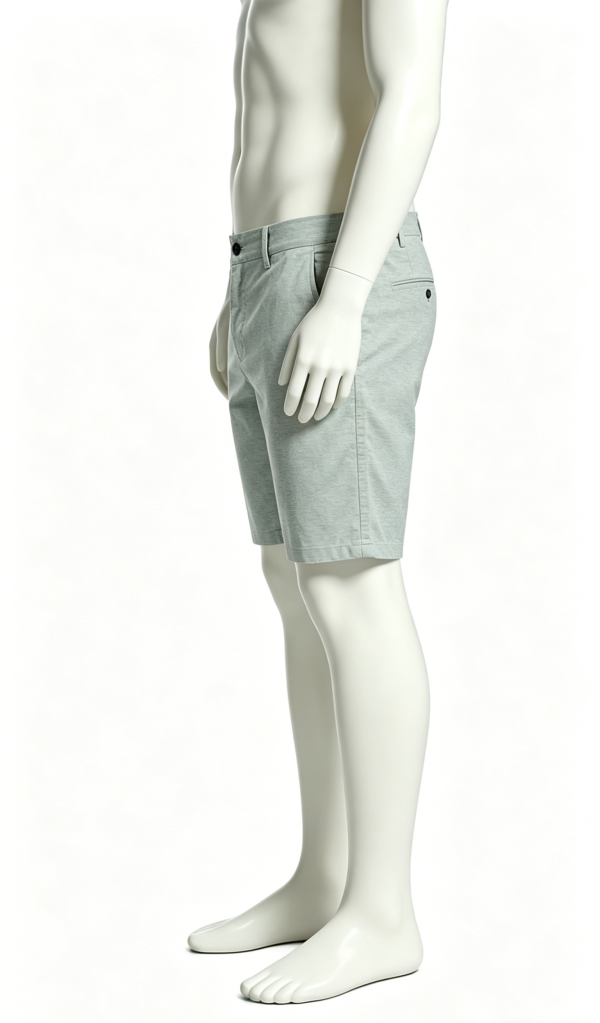 Light Grey Oxford Weave Chino Shorts - Image 3
