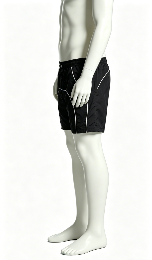 Black Contrast Line Swim & Casual Shorts