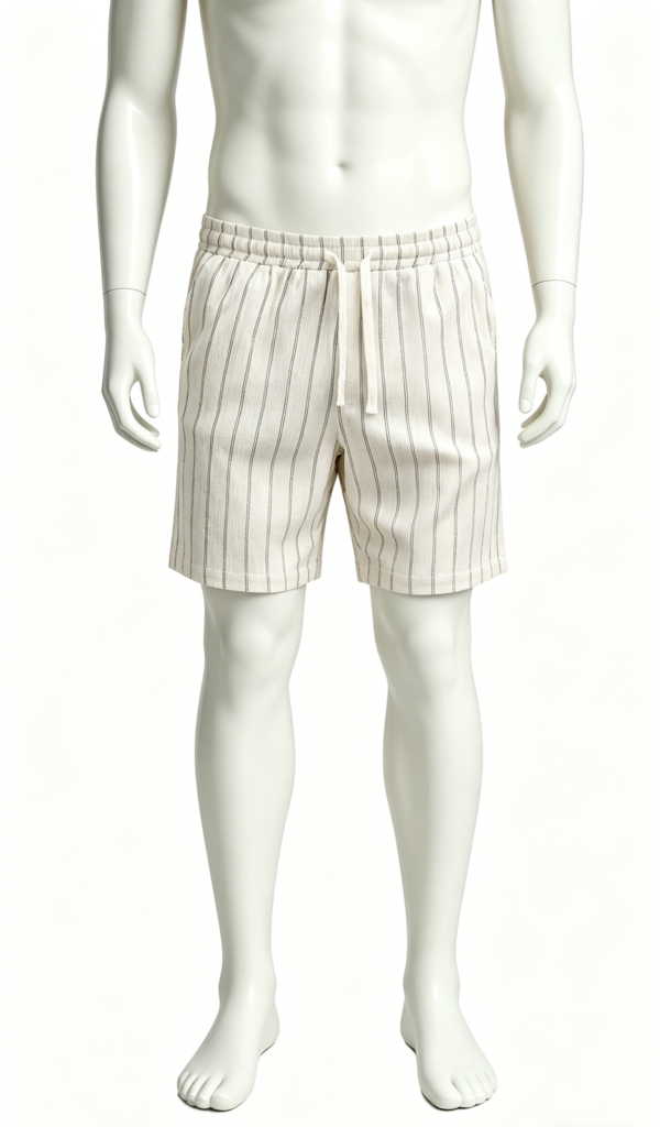 Off-White Linen-Blend Stripe Shorts