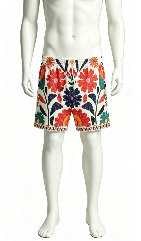 Folk Art Floral Print Swim Shorts