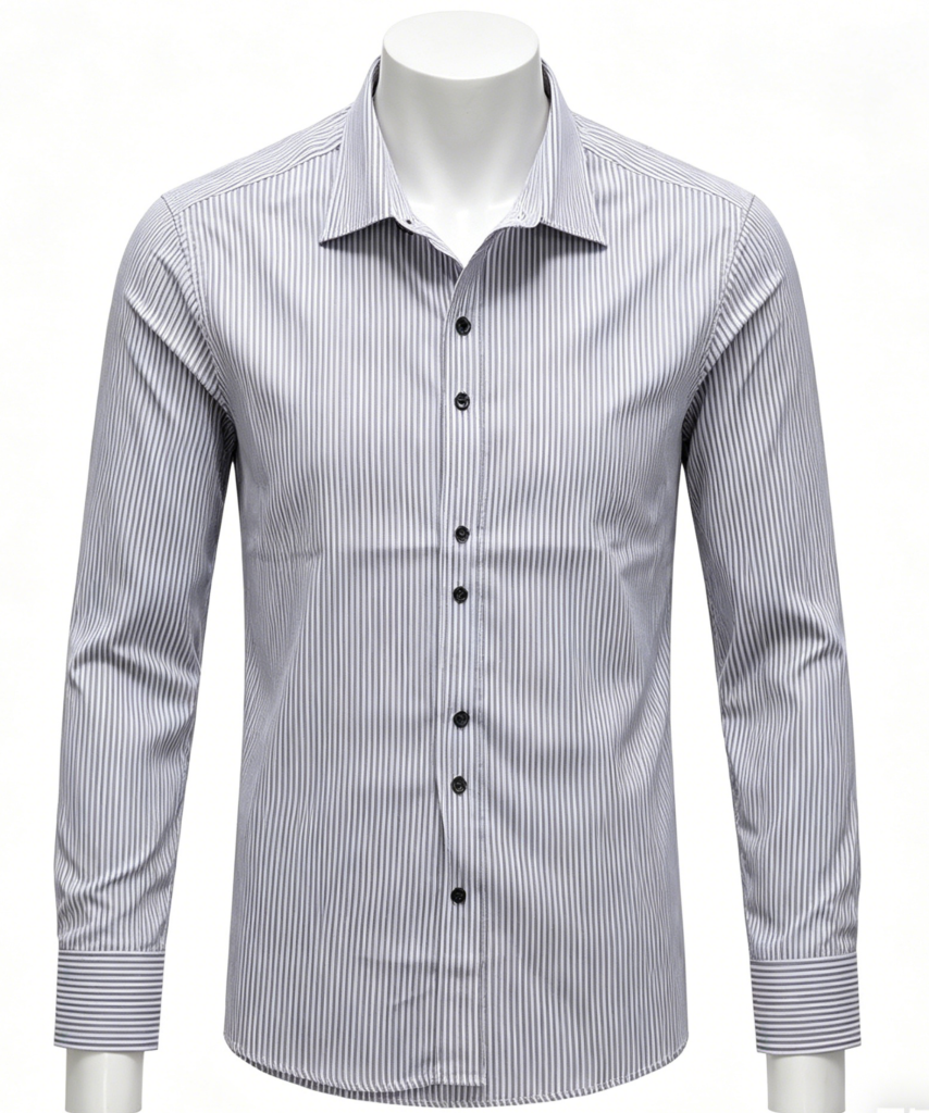 Gray Stripe Slim Fit Men's Dress Shirt