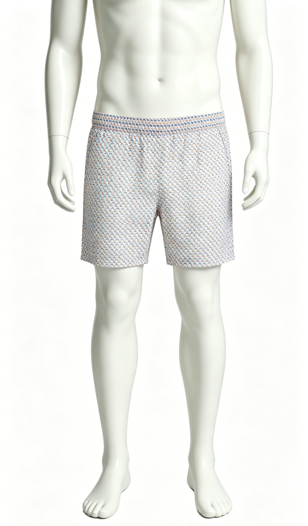 Light Blue Rainbow Curve Print Casual Shorts