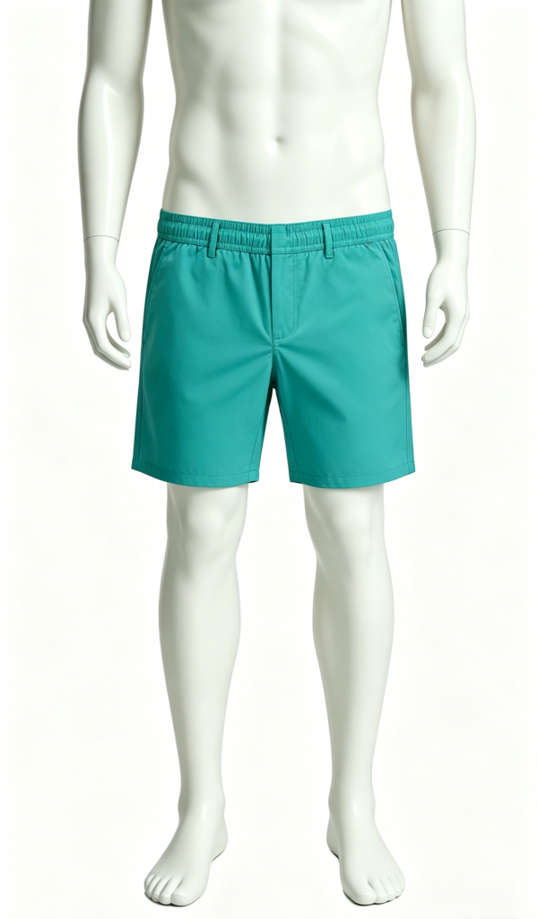 Teal Elastic Waist Casual Shorts